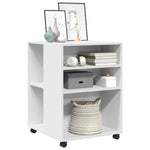 Sidebord Med Hjul Hvit 55X60X78 Cm Konstruert Tre