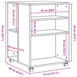 Sidebord Med Hjul Hvit 55X60X78 Cm Konstruert Tre