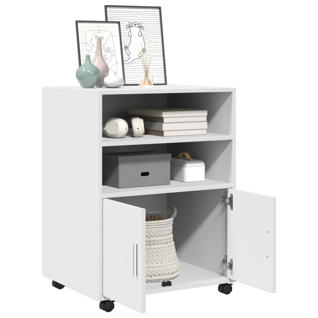 Rulleskap Hvit 60X48X81 Cm Konstruert Tre