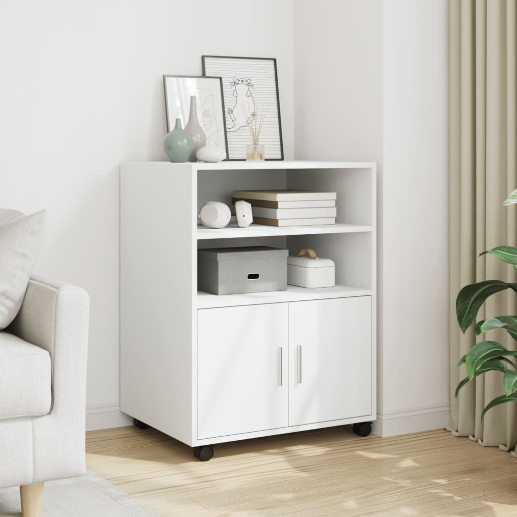 Rulleskap Hvit 60X48X81 Cm Konstruert Tre