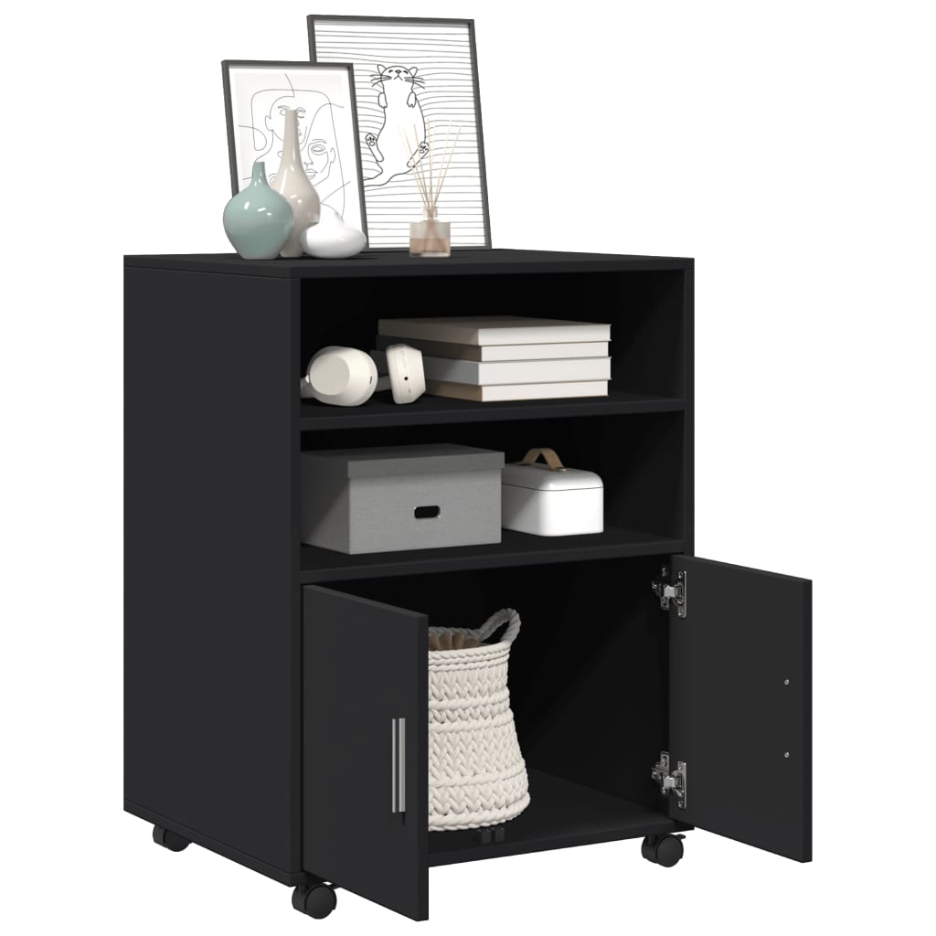 Rulleskap Svart 60X48X81 Cm Konstruert Tre