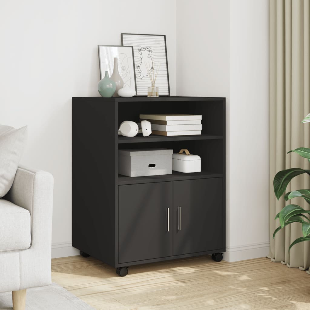 Rulleskap Svart 60X48X81 Cm Konstruert Tre