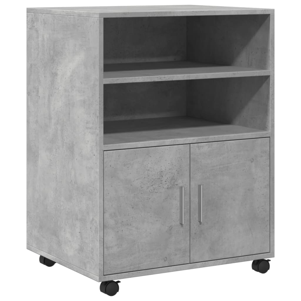 Rulleskap Betonggrå 60X48X81 Cm Konstruert Tre