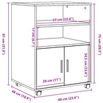 Rulleskap Betonggrå 60X48X81 Cm Konstruert Tre