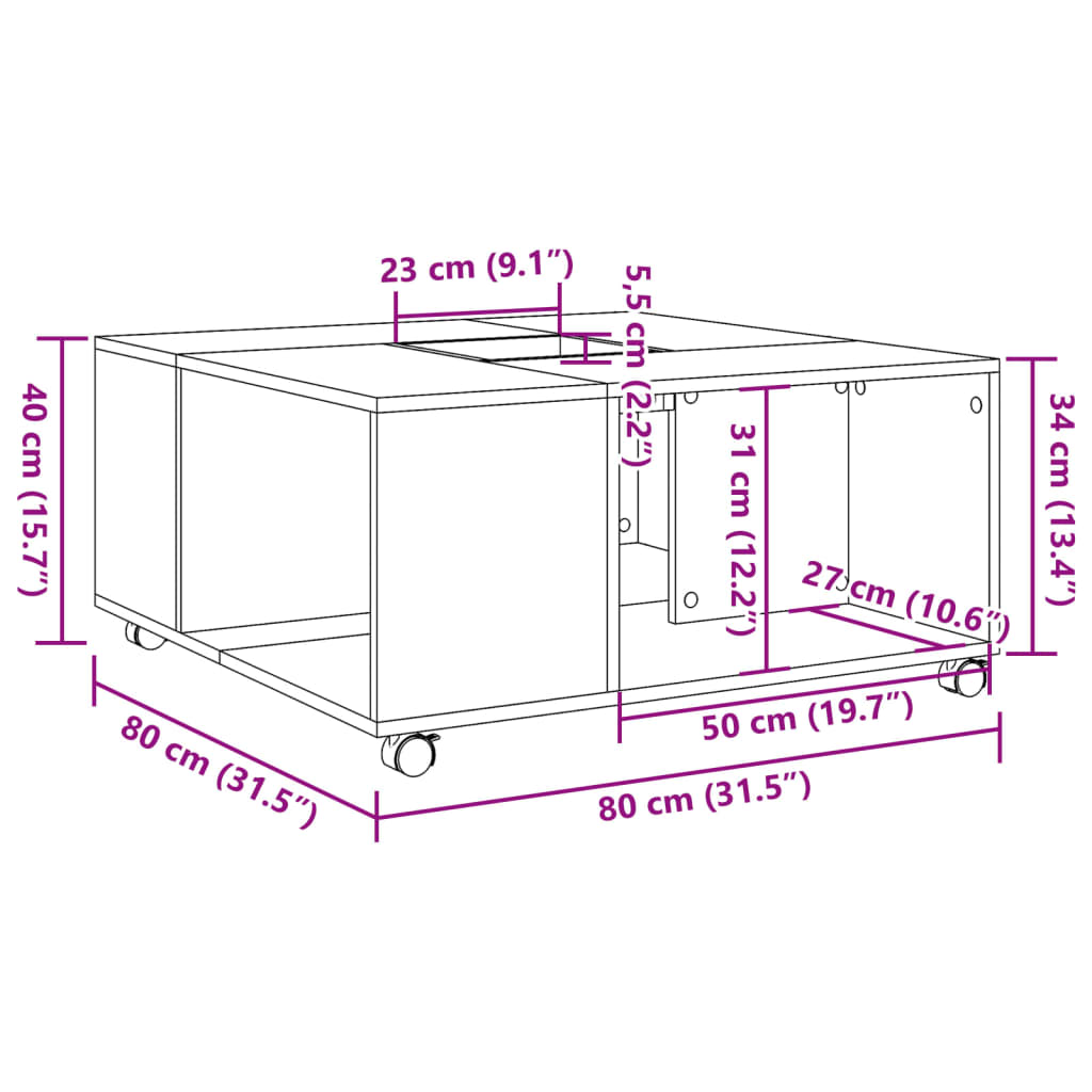Salongbord Svart 80X80X40 Cm Konstruert Tre