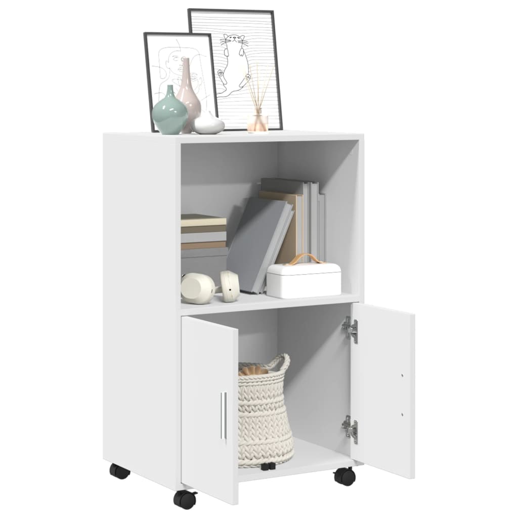 Rulleskap Hvit 55X40X91 Cm Konstruert Tre