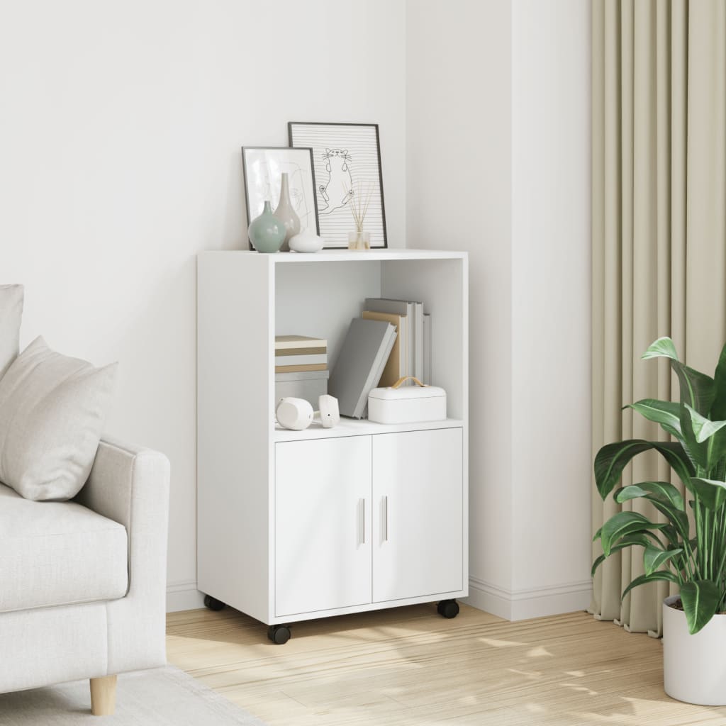 Rulleskap Hvit 55X40X91 Cm Konstruert Tre