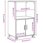 Rulleskap Røkt Eik 55X40X91 Cm Konstruert Tre