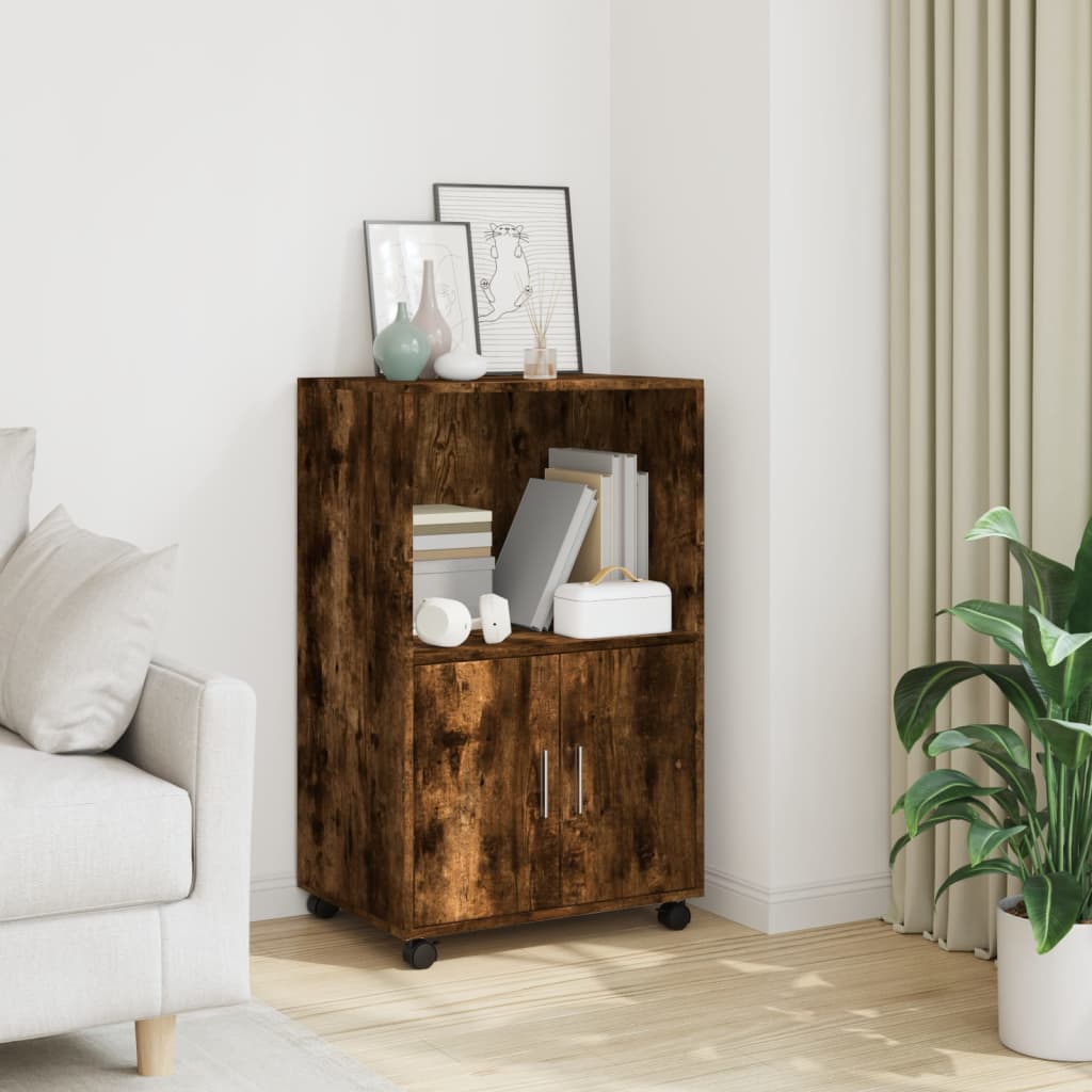 Rulleskap Røkt Eik 55X40X91 Cm Konstruert Tre