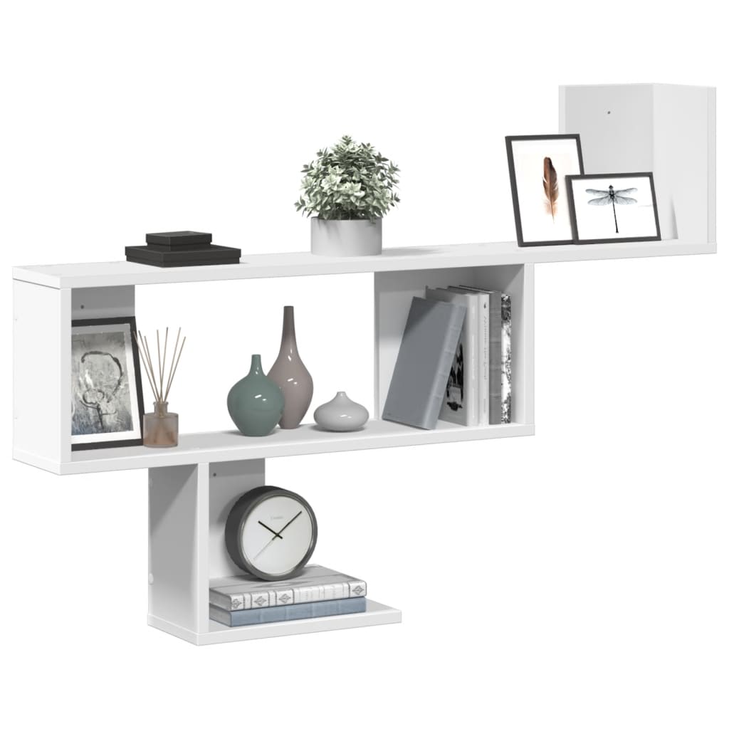 Vegghylle Hvit 100X15X70 Cm Konstruert Tre