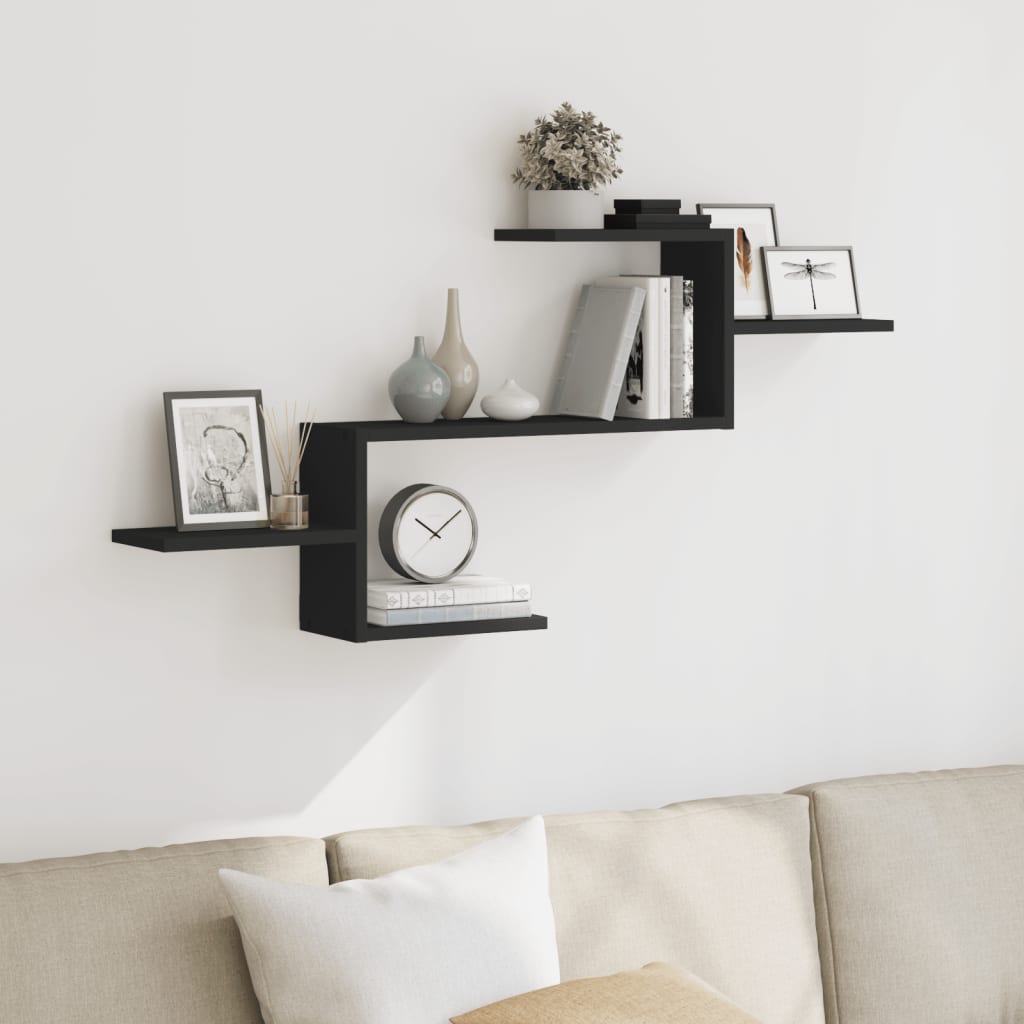 Vegghylle Svart 104X15X49 Cm Konstruert Tre