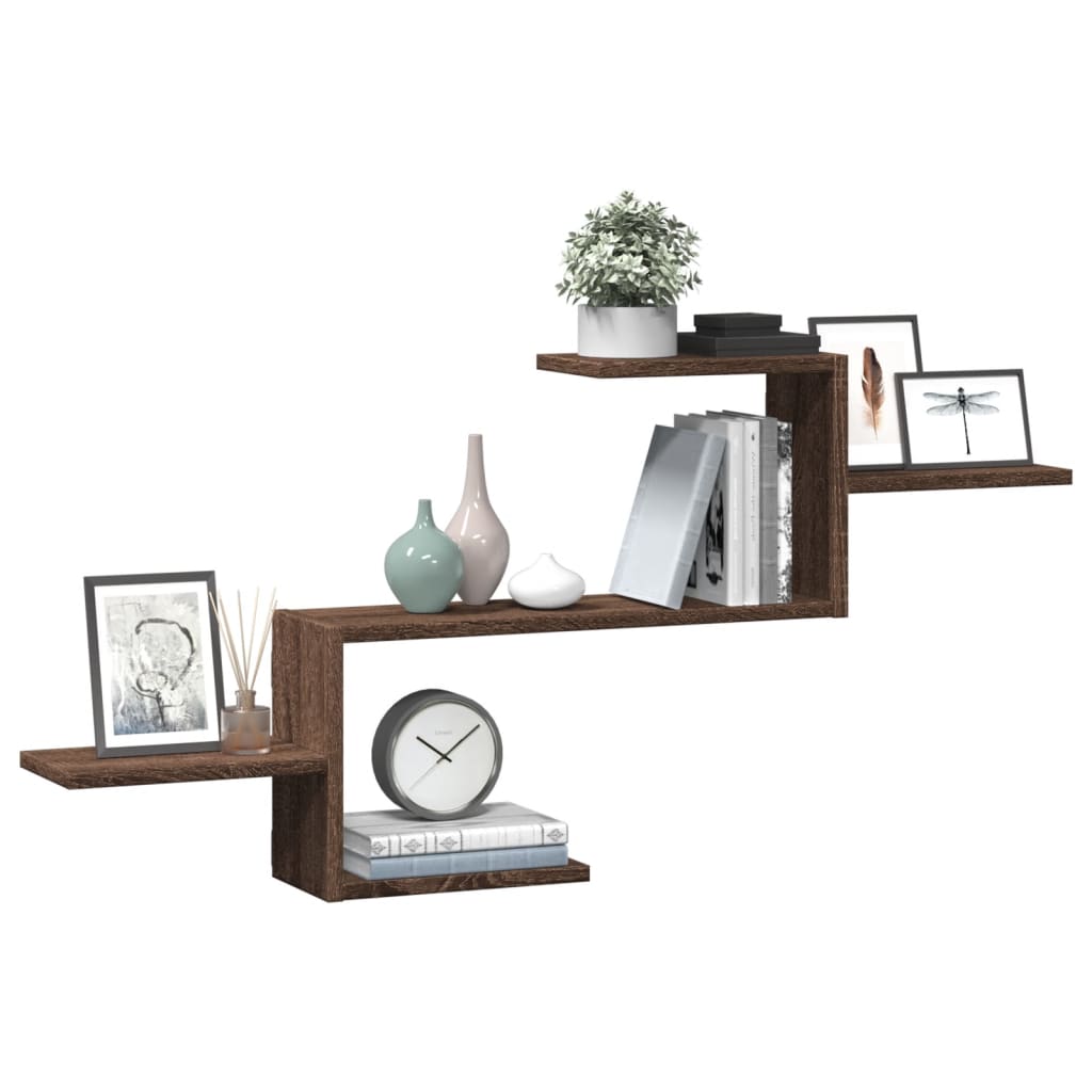 Vegghylle Brun Eik 104X15X49 Cm Konstruert Tre
