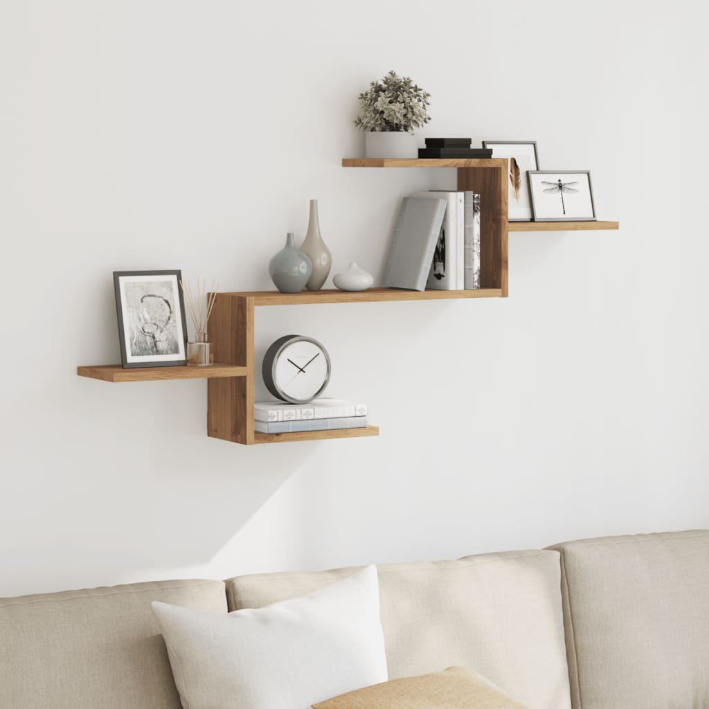 Veggmontert Hjørnehylle Artisan Eik 104X15X49 Cm Konstruert Tre