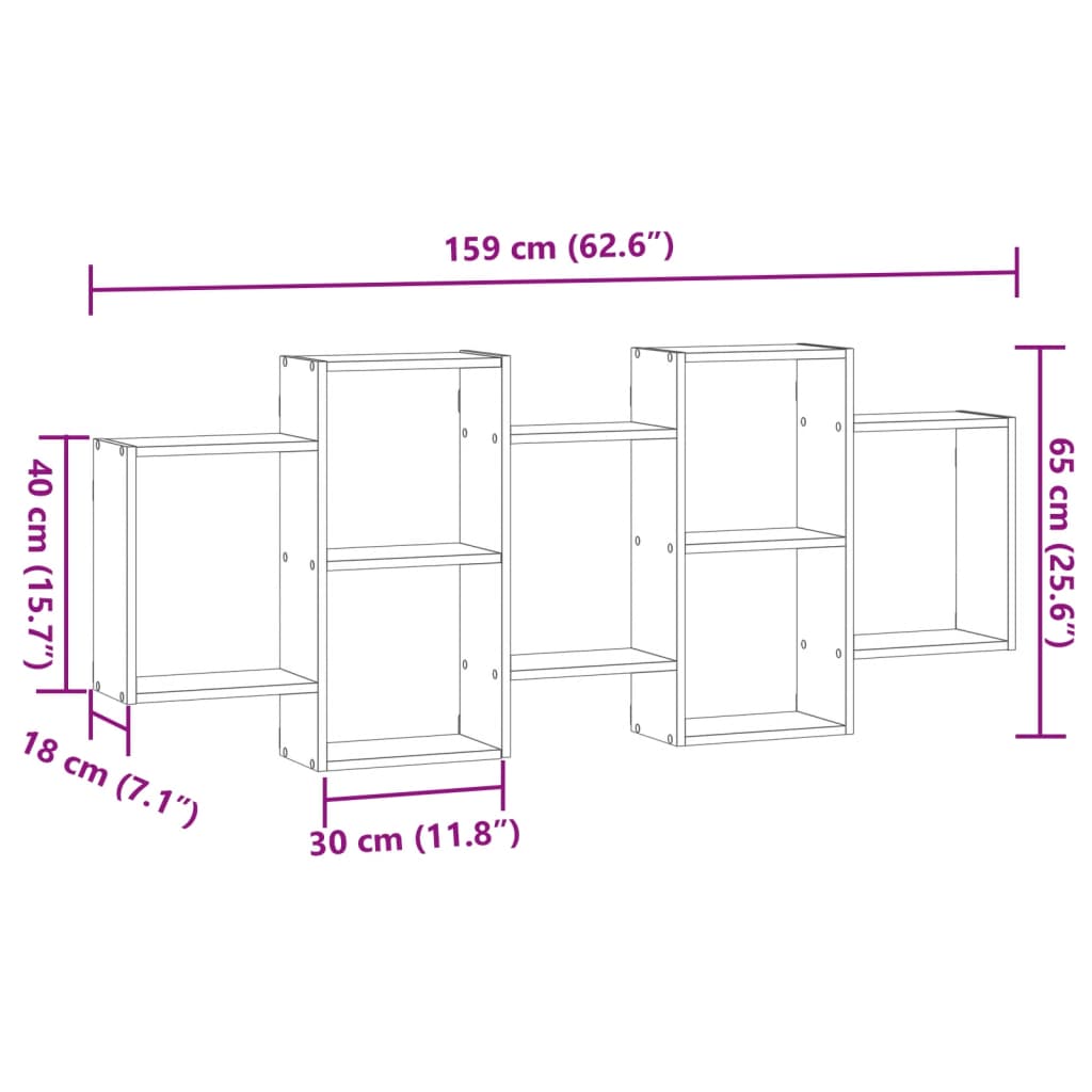 Vegghylle Hvit 159X18X65 Cm Sponplate