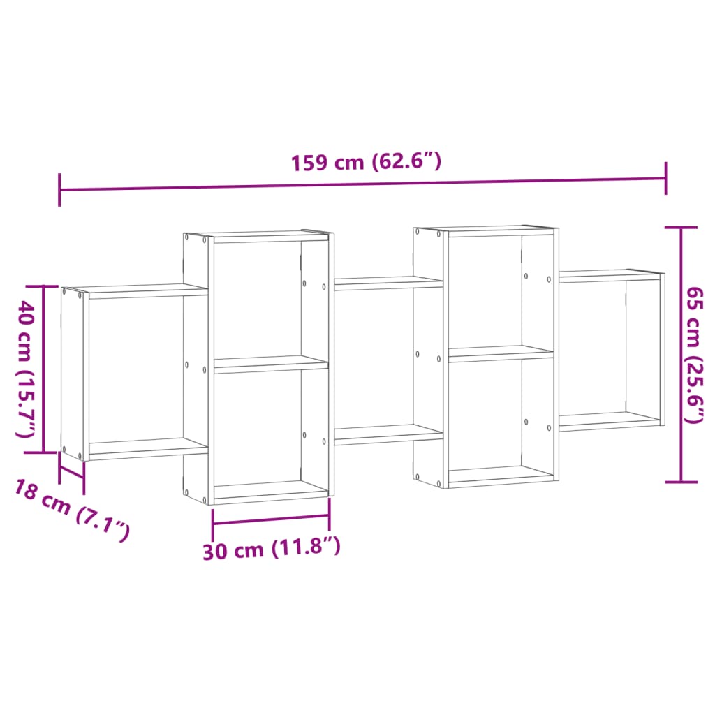 Vegghylle Røkt Eik 159X18X65 Cm Konstruert Tre