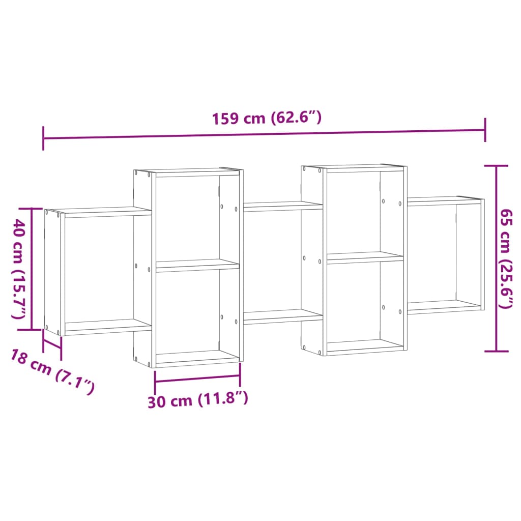 Vegghylle Artisan Eik 159X18X65 Cm Konstruert Tre