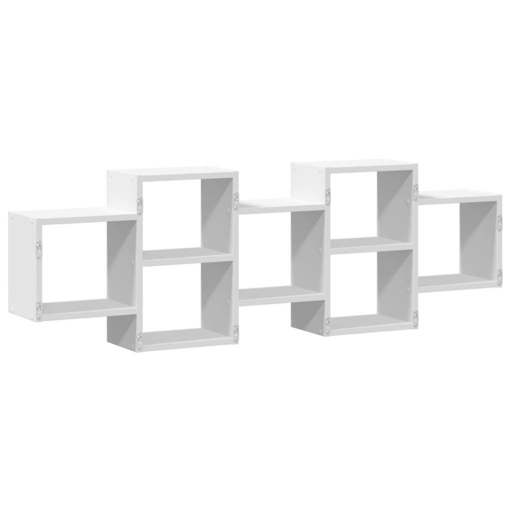 Vegghylle Hvit 129X18X42 Cm Konstruert Tre