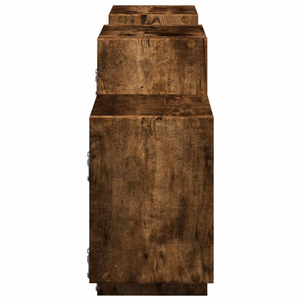 Vegghylle Røkt Eik 129X18X42 Cm Konstruert Tre