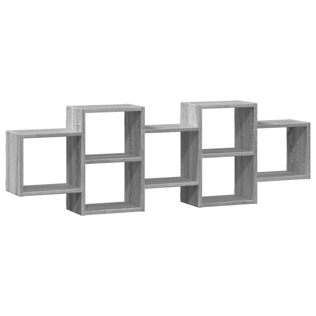 Vegghylle Grå Sonoma 129X18X42 Cm Konstruert Tre