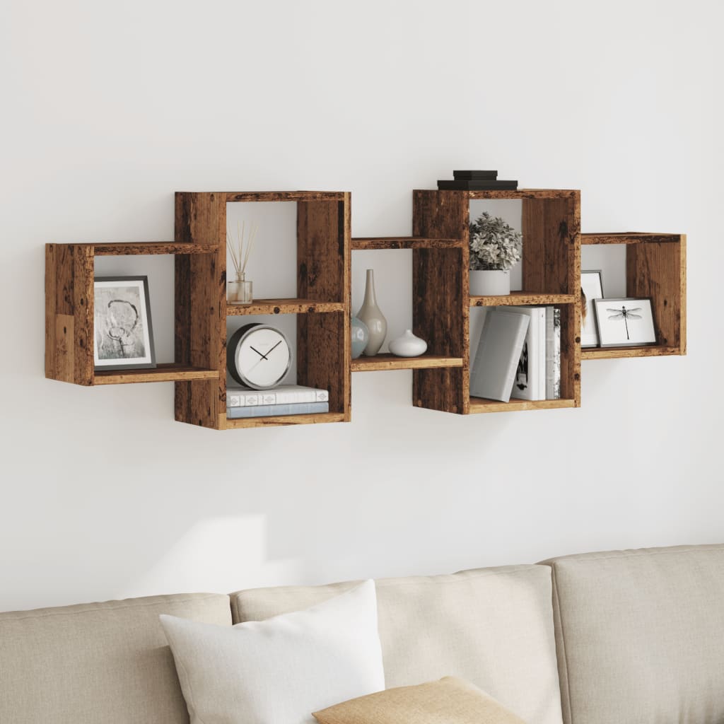 Vegghylle Gammelt Tre 129X18X42 Cm Konstruert Tre