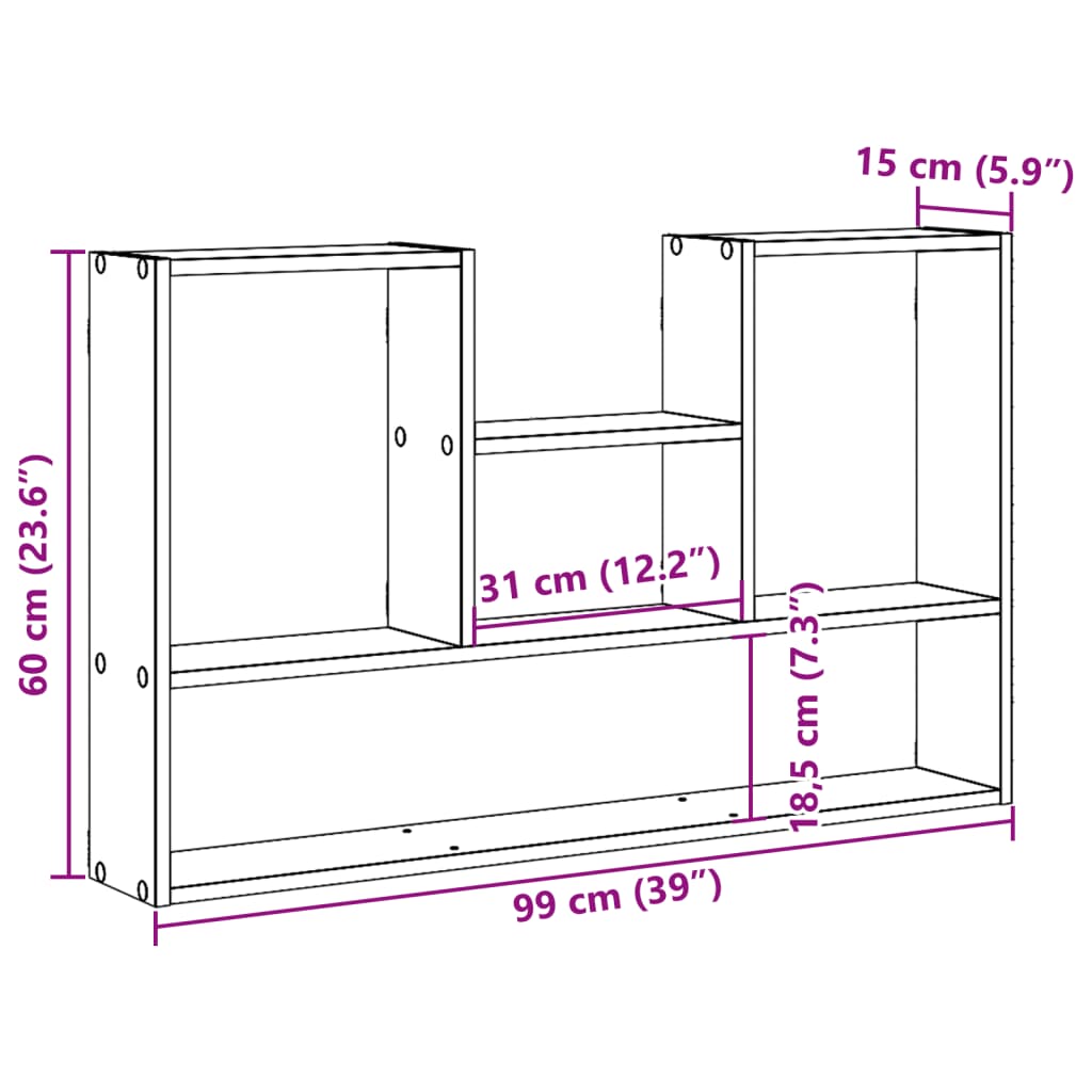 Vegghylle Sonoma Eik 99X15X60 Cm Konstruert Tre