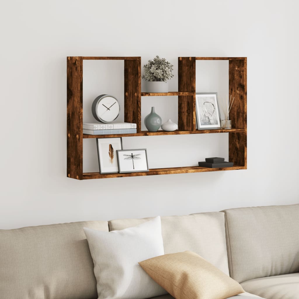 Vegghylle Røkt Eik 99X15X60 Cm Konstruert Tre