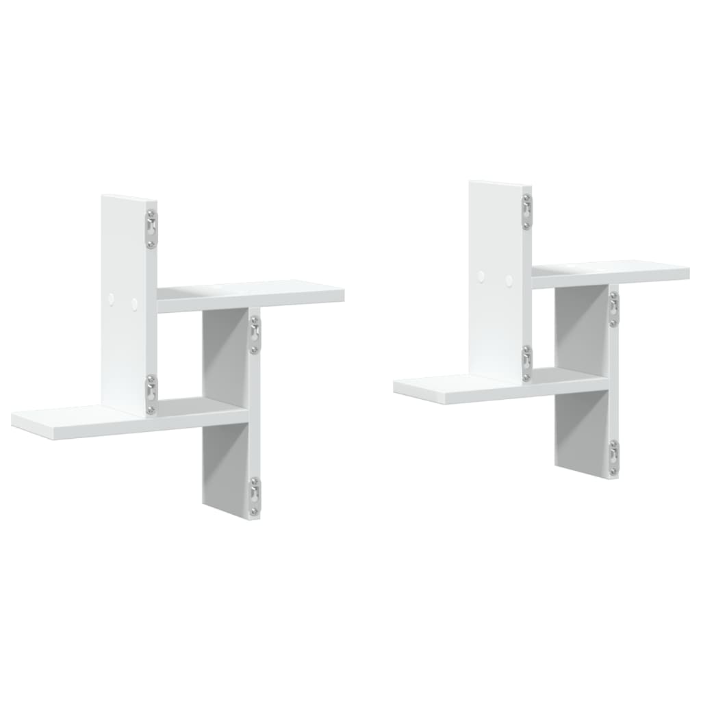 Vegghyller 2 Stk Hvit 38X12X38 Cm Konstruert Tre