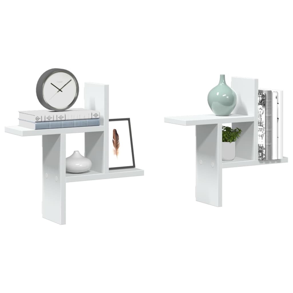 Vegghyller 2 Stk Hvit 38X12X38 Cm Konstruert Tre