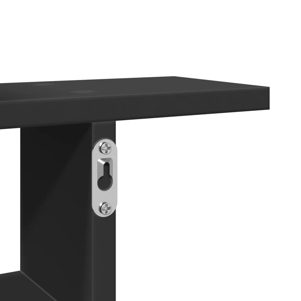 Vegghyller 2 Stk Svart 38X12X38 Cm Konstruert Tre