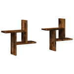Vegghyller 2 Stk Røkt Eik 38X12X38 Cm Konstruert Tre