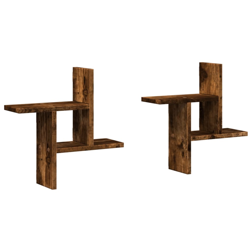Vegghyller 2 Stk Røkt Eik 38X12X38 Cm Konstruert Tre