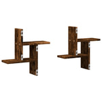 Vegghyller 2 Stk Røkt Eik 38X12X38 Cm Konstruert Tre