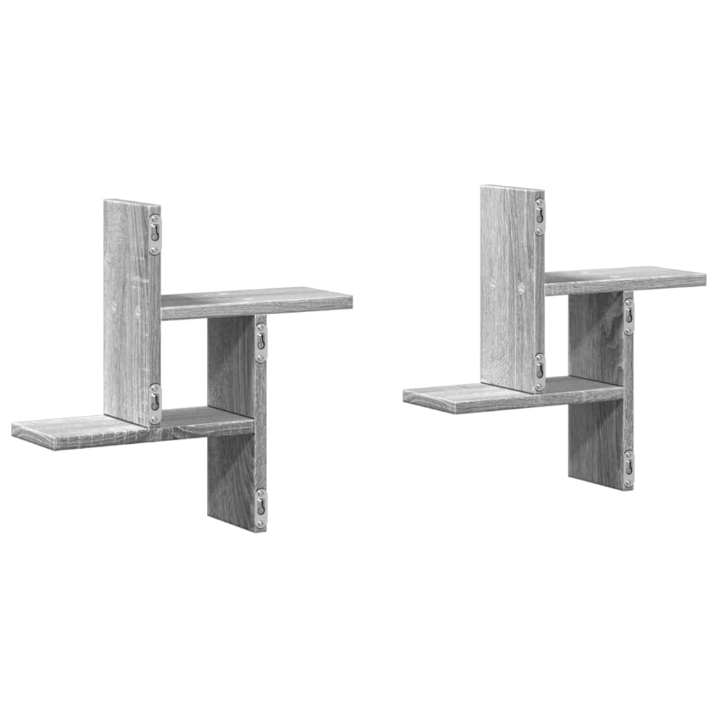 Vegghyller 2 Stk Grå Sonoma 38X12X38 Cm Konstruert Tre
