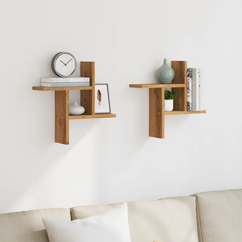 Vegghyller 2 Stk Artisan Eik 38X12X38 Cm Konstruert Tre