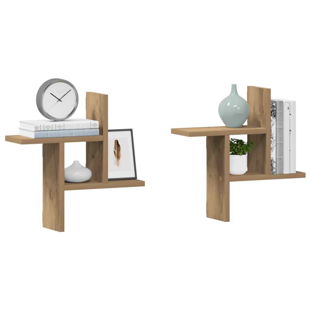 Vegghyller 2 Stk Artisan Eik 38X12X38 Cm Konstruert Tre
