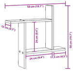 Vegghyller 2 Stk Røkt Eik 50X12X50 Cm Konstruert Tre