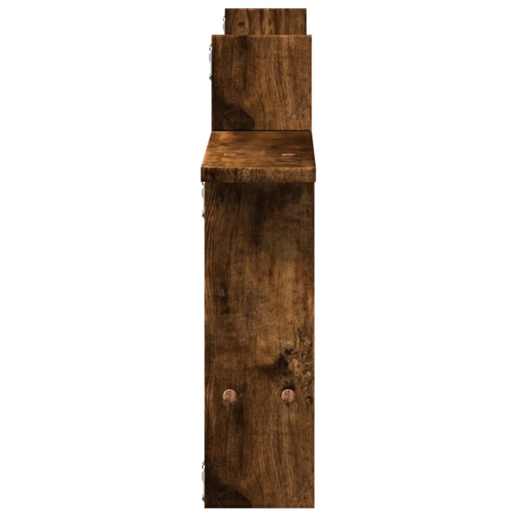 Vegghyller 2 Stk Røkt Eik 50X12X50 Cm Konstruert Tre