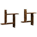 Vegghyller 2 Stk Røkt Eik 50X12X50 Cm Konstruert Tre