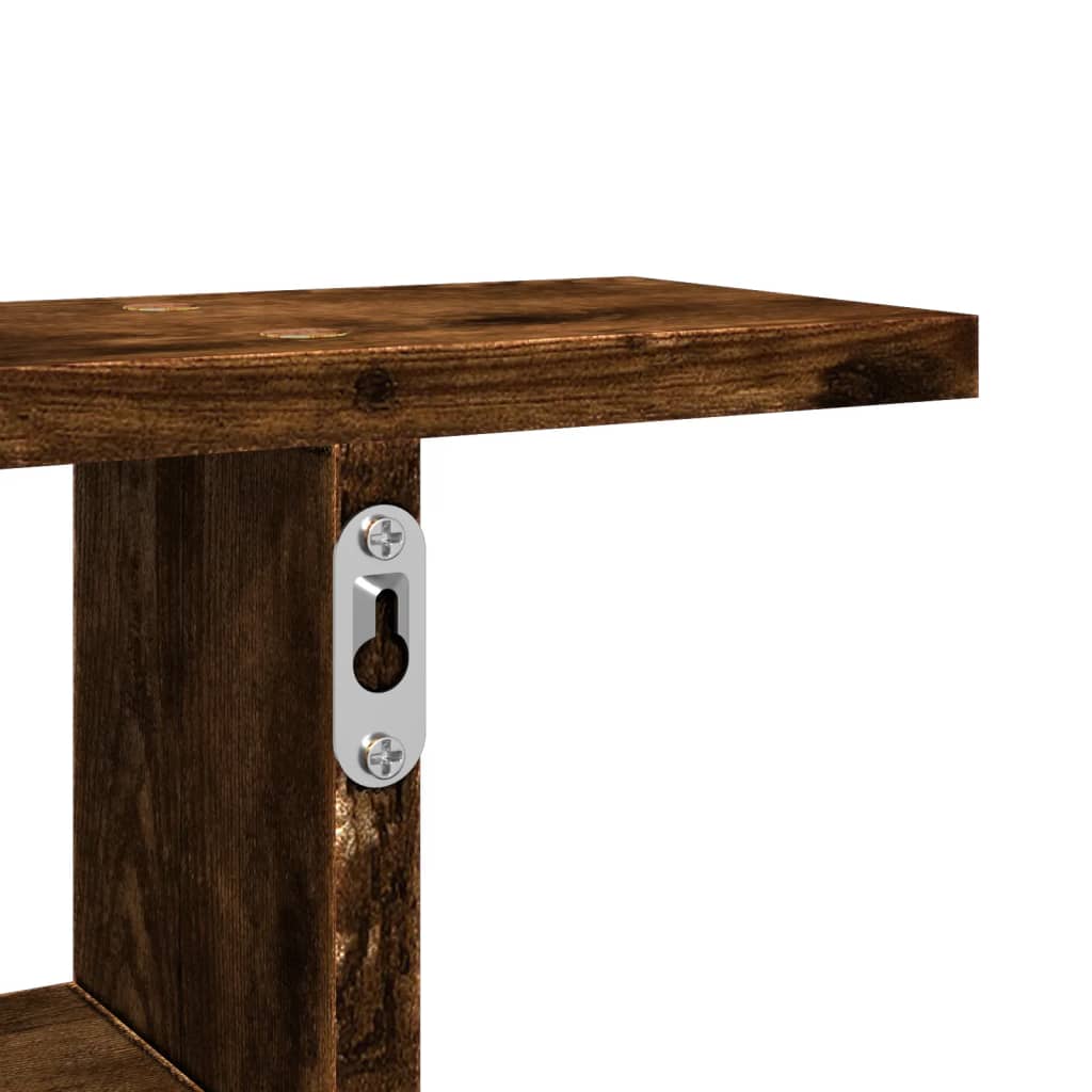 Vegghyller 2 Stk Røkt Eik 50X12X50 Cm Konstruert Tre