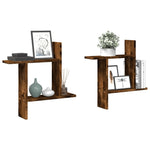 Vegghyller 2 Stk Røkt Eik 50X12X50 Cm Konstruert Tre