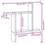 Vegghyller 2 Stk Grå Sonoma 50X12X50 Cm Konstruert Tre