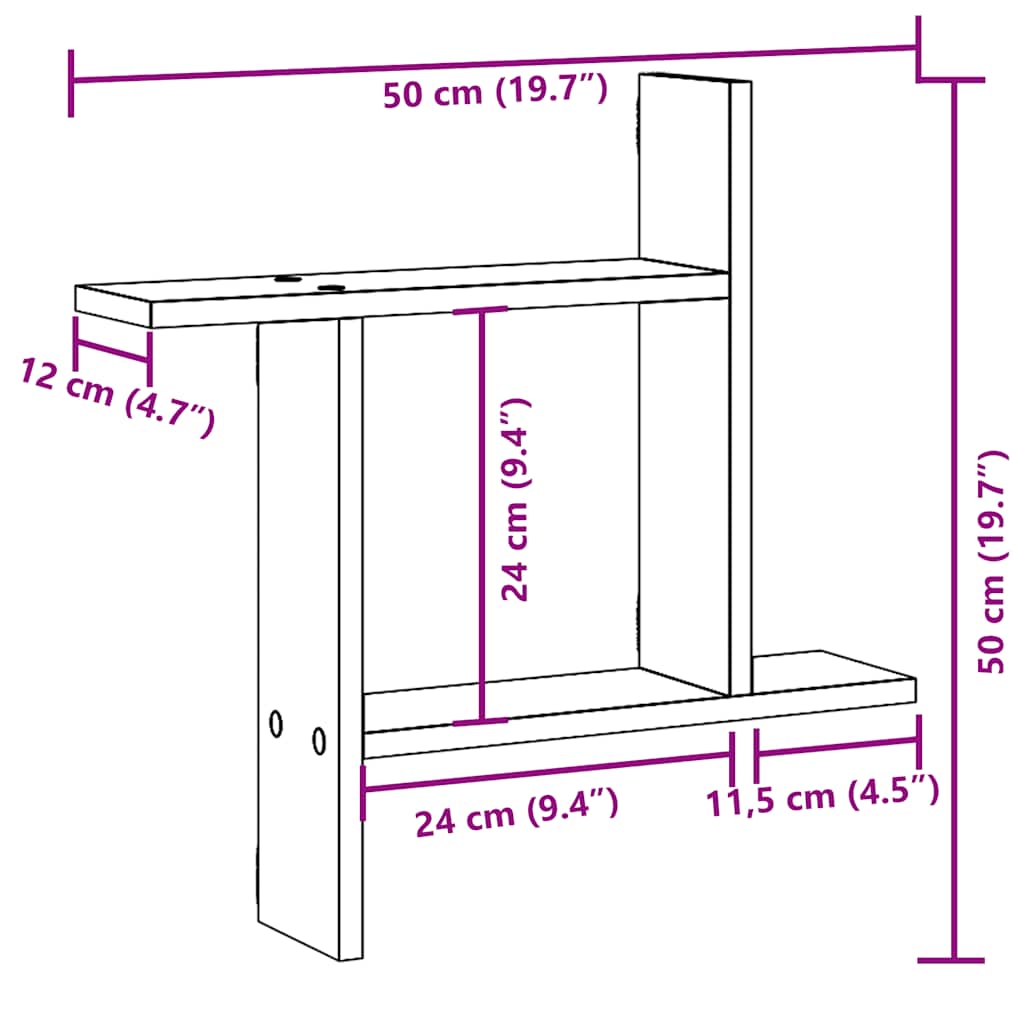 Vegghyller 2 Stk Gammelt Tre 50X12X50 Cm Konstruert Tre