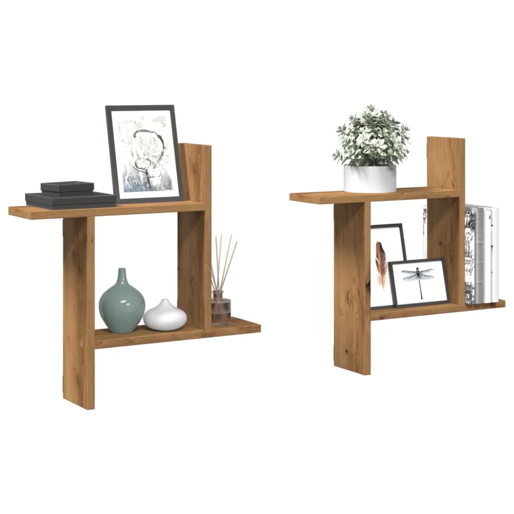 Vegghyller 2 Stk Artisan Eik 50X12X50 Cm Konstruert Tre