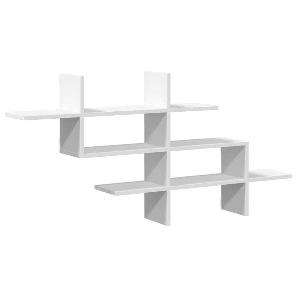 Vegghylle Hvit 124,5X18X60,5 Cm Konstruert Tre