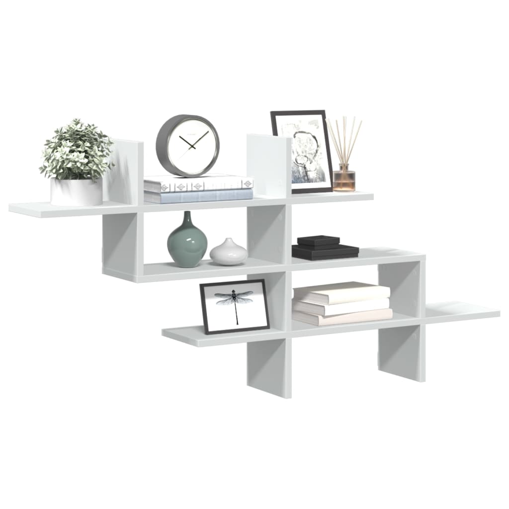 Vegghylle Hvit 124,5X18X60,5 Cm Konstruert Tre
