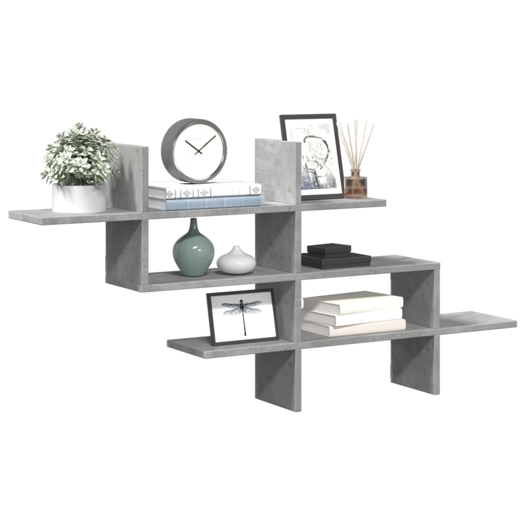 Vegghylle Betonggrå 124,5X18X60,5 Cm Konstruert Tre