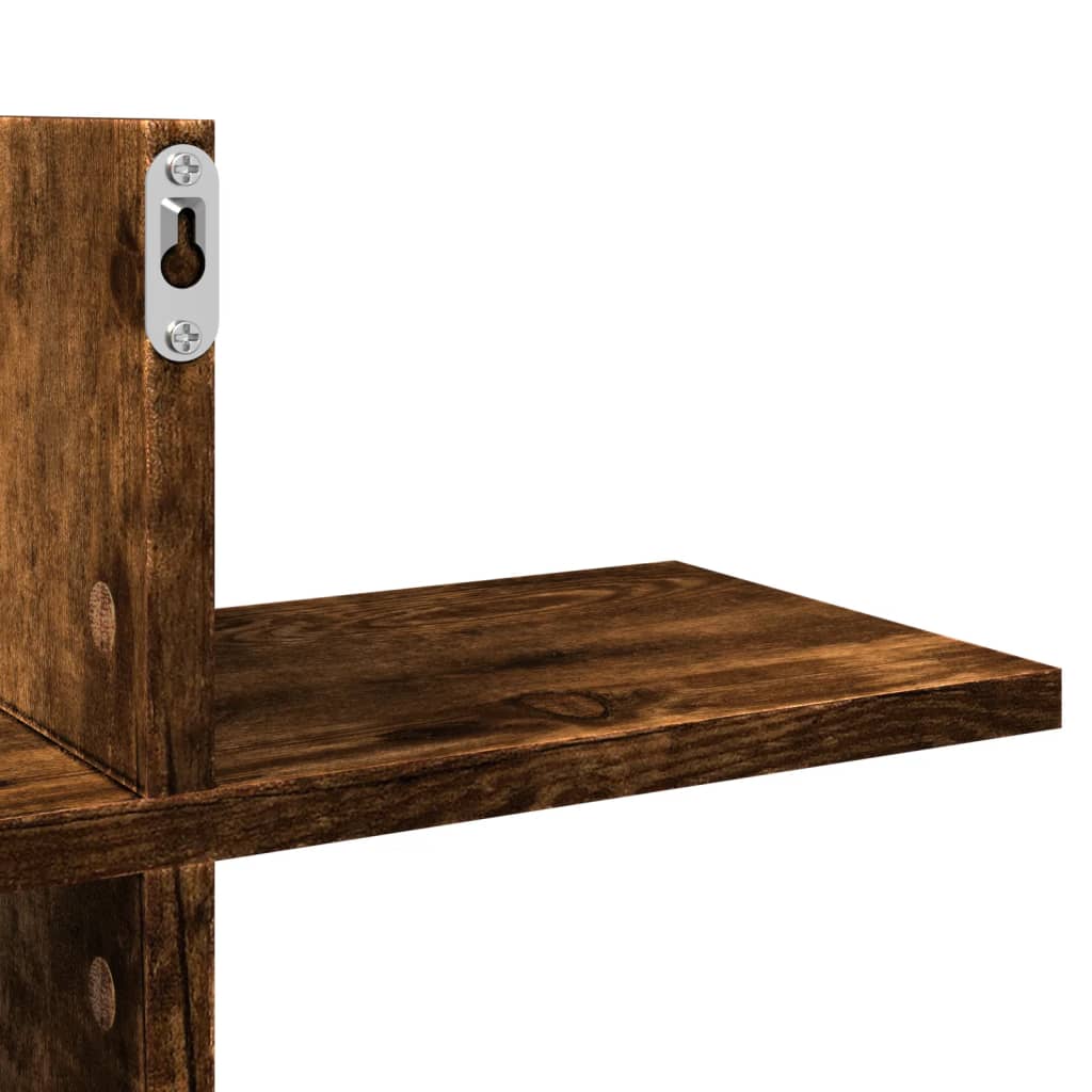 Vegghylle Røkt Eik 124,5X18X60,5 Cm Konstruert Tre