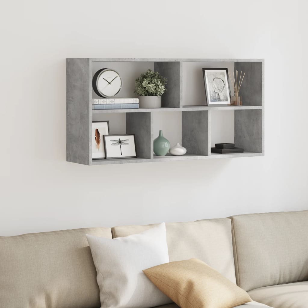 Vegghylle Betonggrå 100X25X50 Cm Konstruert Tre