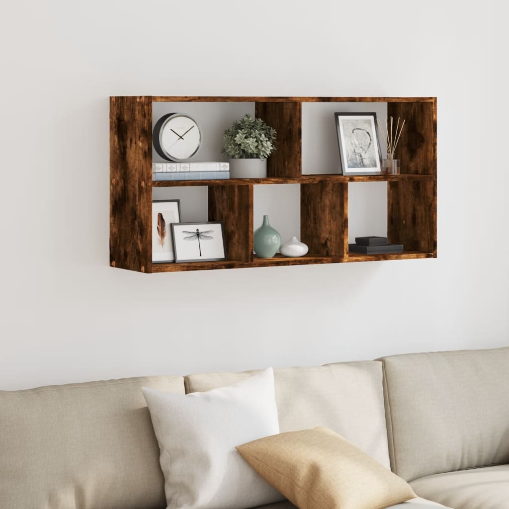 Vegghylle Røkt Eik 100X25X50 Cm Konstruert Tre
