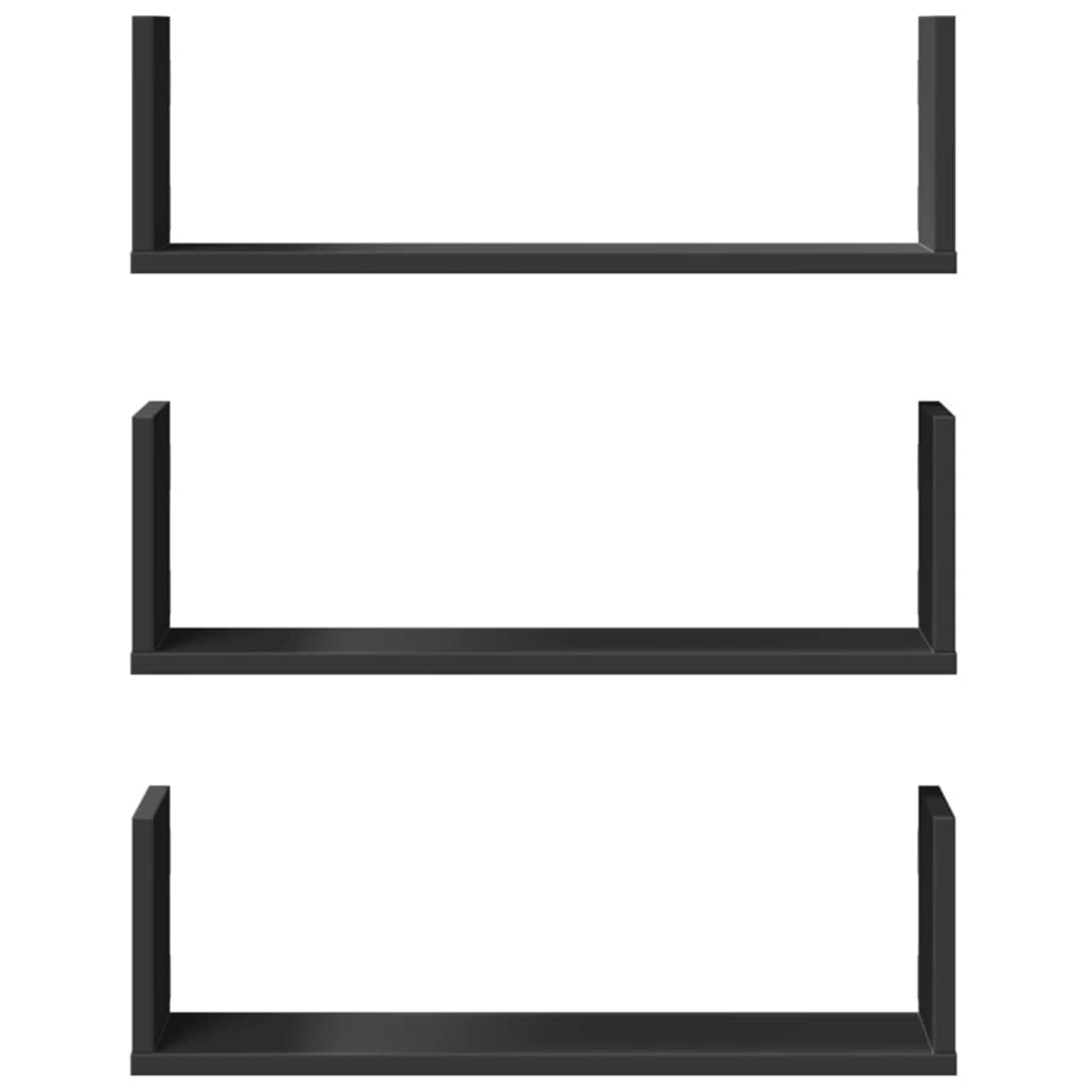 Vegghyller 3 Stk Svart 58X18X18 Cm Konstruert Tre